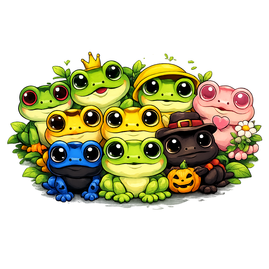 Chibi Frogs - cute cartoon frogs