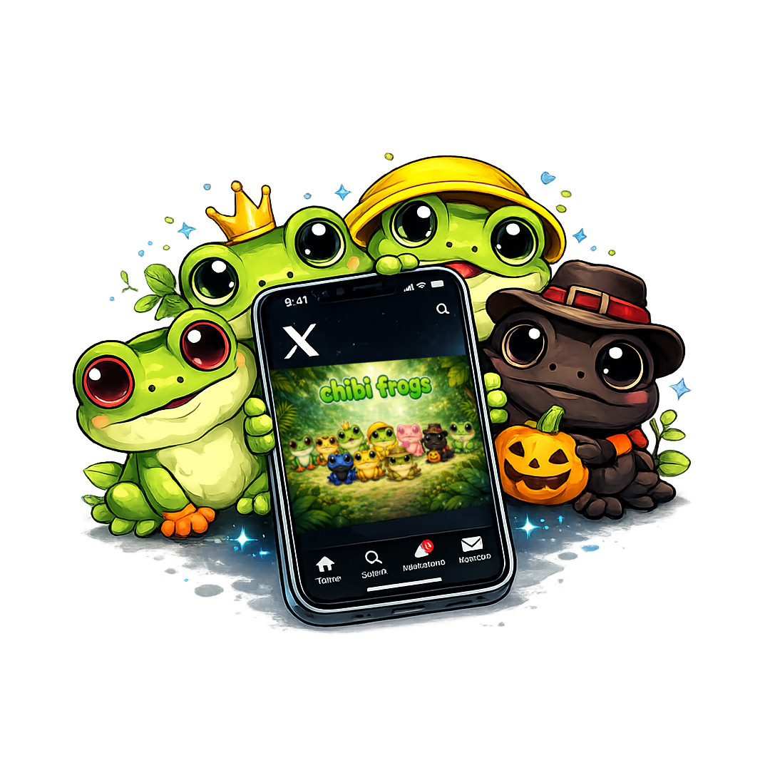 Chibi Frogs on Twitter - cute frogs with phone